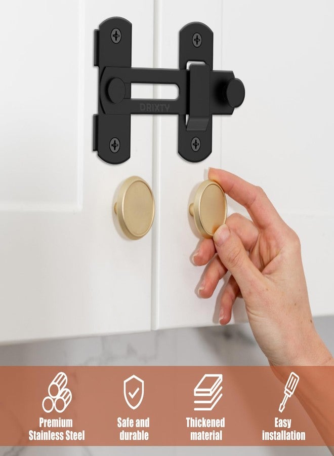DRIXTY Premium Finish Flip Latch Lock - Heavy Duty Door Security Stainless Steel Bar Door Safety Guard Bolt Latch Lock for Home, Office, Windows, Cupboards, Cabinets, Baby Furniture & Pet Gate (2 PCS) - Image 2